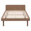 Modern Design Twin Size Platform Bed Frame with Built-in USB port for Walnut Color