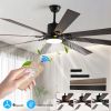 Walnut LED Ceiling Fan Light with 8 Wooden Blades, Remote Control, Dimmable & Adjustable Color Temperature for Living Room, Bedroom, or Dining Room