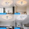 Modern LED, Flush Mount Ceiling Light with Dimmable Remote Control, 6Rings Acrylic Fixture for Bedroom, Living Room, Kitchen