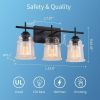 3-Light with Clear Glass Satin Shade Unique Hand-make Lampshade Industrial Indoor Light Fixture for Bathroom Living Room Bedroom E26 Socket [No Bulb][