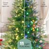 6FT Pre-Lit Aspen Fir Artificial Christmas Tree with Wreath & Garland,Grass Green Xmas Tree with 380 Multi-Color LED Lights, 11 Lighting Modes