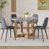 A modern and practical circular dining table. Made of MDF tabletop and wooden MDF table legs. A set of 4 cushioned chairs. CT-403 B0501A