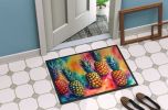 Colorful Pineapples Doormat Front Door Mat Indoor Outdoor Rugs for Entryway, Non Slip Washable Low Pile, 24H X 36W