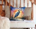 Blue Heron Setting Sun Throw Pillow Machine Washable, Indoor Outdoor Decorative Pillow for Couch, Bed or Patio, 14Hx14W