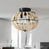 Beaded Fan lamp Wood Beaded Chandelier Oak White