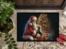 Dachshund and Santa Claus Doormat Front Door Mat Indoor Outdoor Rugs for Entryway, Non Slip Washable Low Pile, 24H X 36W