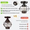 Antique Bronze Outdoor Modern Industrial Ceiling Light Fixture with Glass Globe Shade, E26 Standard Base Farmhouse Ceiling Lamp for Hallway, Kitchen