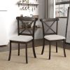 Wooden Dining Table Set, Mid Century Modern Round Rubber Wood Kitchen Table and Cross Back Upholstered Dining Chairs for Dining Room, Kitchen