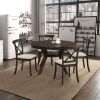 Wooden Dining Table Set, Mid Century Modern Round Rubber Wood Kitchen Table and Cross Back Upholstered Dining Chairs for Dining Room, Kitchen