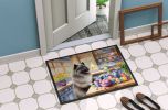 Decorating Easter Keeshond Doormat Front Door Mat Indoor Outdoor Rugs for Entryway, Non Slip Washable Low Pile, 24H X 36W