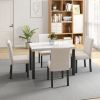 Five-piece dining set with imitation marble tabletop, restaurant combination set, solid wood dining table and 4 chairs