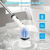 Electric Cleaning Brush, Replaceable 8 Brush Heads and Adjustable Extended Handle, 2 Adjustable Speeds, Rechargeable Shower Brush, 360 Degree Brush