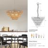 Bohemian style Woven Pendant Light 23.6 Inch Rattan Ligh Large Rattan Pendant Light with 5-Tier Rattan Chandelier--Wood NEW SKU:W1340P206666