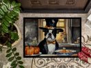 Boston Terrier Fall Kitchen Pumpkins Doormat Front Door Mat Indoor Outdoor Rugs for Entryway, Non Slip Washable Low Pile, 24H X 36W