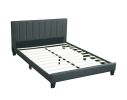 Gorgeous 1pc California King Size Bed Charcoal Polyfiber Platform Bedframe Slats Bedroom Furniture