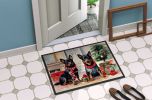 Lancashire Heeler Cozy Christmas Doormat Front Door Mat Indoor Outdoor Rugs for Entryway, Non Slip Washable Low Pile, 24H X 36W