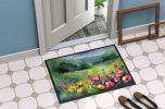 North Dakota Wild Prairie Roses in Watercolor Doormat Front Door Mat Indoor Outdoor Rugs for Entryway, Non Slip Washable Low Pile, 24H X 36W