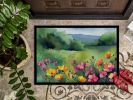 North Dakota Wild Prairie Roses in Watercolor Doormat Front Door Mat Indoor Outdoor Rugs for Entryway, Non Slip Washable Low Pile, 24H X 36W