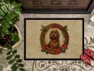 Briard Christmas Flowers Doormat Front Door Mat Indoor Outdoor Rugs for Entryway, Non Slip Washable Low Pile, 24H X 36W