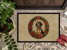 American English Coonhound Christmas Flowers Doormat Front Door Mat Indoor Outdoor Rugs for Entryway, Non Slip Washable Low Pile, 24H X 36W