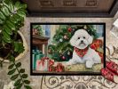 Bichon Frise Cozy Christmas Doormat Front Door Mat Indoor Outdoor Rugs for Entryway, Non Slip Washable Low Pile, 24H X 36W