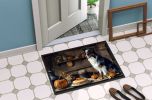 Australian Shepherd Fall Kitchen Pumpkins Doormat Front Door Mat Indoor Outdoor Rugs for Entryway, Non Slip Washable Low Pile, 24H X 36W