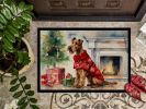 Irish Terrier Cozy Christmas Doormat Front Door Mat Indoor Outdoor Rugs for Entryway, Non Slip Washable Low Pile, 24H X 36W