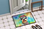 Schnauzer Hippie Dawg Doormat Front Door Mat Indoor Outdoor Rugs for Entryway, Non Slip Washable Low Pile, 24H X 36W