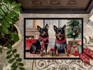 Lancashire Heeler Cozy Christmas Doormat Front Door Mat Indoor Outdoor Rugs for Entryway, Non Slip Washable Low Pile, 24H X 36W