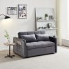 55.5" Twins Pull Out Sofa Bed Grey Velvet