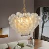 27.5-Inch Gold Pendant Light Chandelier with Threaded Clear Glass Globe Shade ��� Adjustable Height, Ideal for Living Room, Dining Room