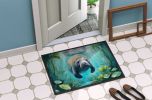 Manatee in a Crystal-Clear Spring Doormat Front Door Mat Indoor Outdoor Rugs for Entryway, Non Slip Washable Low Pile, 24H X 36W