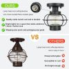 Black Outdoor Modern Industrial Ceiling Light Fixture with Glass Globe Shade, E26 Standard Base Farmhouse Ceiling Lamp for Hallway, Kitchen, Bedroom