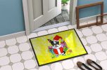 Boston Terrier Stinker That Stole Christmas Doormat Front Door Mat Indoor Outdoor Rugs for Entryway, Non Slip Washable Low Pile, 24H X 36W