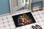 Dachshund and Santa Claus Doormat Front Door Mat Indoor Outdoor Rugs for Entryway, Non Slip Washable Low Pile, 24H X 36W