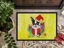 Boston Terrier Stinker That Stole Christmas Doormat Front Door Mat Indoor Outdoor Rugs for Entryway, Non Slip Washable Low Pile, 24H X 36W