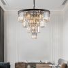 Contemporary Crystal Modern Chandeliers Crystal Ceiling Chandelier 4 Tier Black Chandelier Lighting for Dining Room Living Room Bedroom (Bulbs Not inc