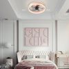 Ceiling Fans with Lights Dimmable LED Embedded installation of thin modern ceiling fans(Pink)