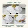 Table and chair set.42 Inch Diameter Round Tempered Glass Pandora marble patterned Dining Table - V-Shaped MDF Legs.Paired With 6 Gray Artificial PU C