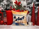 Oystercatchers Foraging Throw Pillow Machine Washable, Indoor Outdoor Decorative Pillow for Couch, Bed or Patio, 14Hx14W