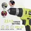 Cordless Drill Set, 20V Electric Power Drill with Battery And Charger, Green