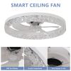 Modern Acrylic Ceiling Fan Light with Remote Control, Dimmable LED Chandelier, 6-Speed Adjustable, Quiet Motor, Flush Mount Design for Living Room