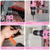 Cordless Drill Set, 20V Electric Power Drill with Battery And Charger, Pink