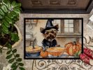 Yorkie Fall Kitchen Pumpkins Doormat Front Door Mat Indoor Outdoor Rugs for Entryway, Non Slip Washable Low Pile, 24H X 36W