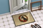 Doberman Pinscher Christmas Flowers Doormat Front Door Mat Indoor Outdoor Rugs for Entryway, Non Slip Washable Low Pile, 24H X 36W