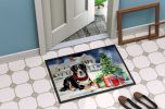 Entlebucher Mountain Dog Cozy Christmas Doormat Front Door Mat Indoor Outdoor Rugs for Entryway, Non Slip Washable Low Pile, 24H X 36W