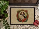 Beagle Christmas Flowers Doormat Front Door Mat Indoor Outdoor Rugs for Entryway, Non Slip Washable Low Pile, 24H X 36W