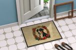 Greater Swiss Mountain Dog Christmas Flowers Doormat Front Door Mat Indoor Outdoor Rugs for Entryway, Non Slip Washable Low Pile, 24H X 36W