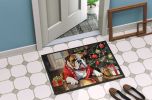 English Bulldog Cozy Christmas Doormat Front Door Mat Indoor Outdoor Rugs for Entryway, Non Slip Washable Low Pile, 24H X 36W