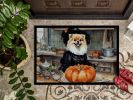 Pomeranian Fall Kitchen Pumpkins Doormat Front Door Mat Indoor Outdoor Rugs for Entryway, Non Slip Washable Low Pile, 24H X 36W